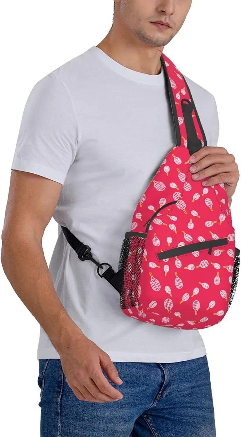 ASYG Tennis Sling Bag Sport Crossbody Chest Daypack Casual Backpack Tennis Shoulder Bag For Travel Picnic