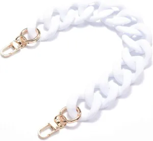 AUMEY Handbag Chain Straps Acrylic Purse Chain Strap Fashionable Replacement Purse Clutches Handles for Purse Handbags DIY Crafts, 15.7 inch of Each (02- White)