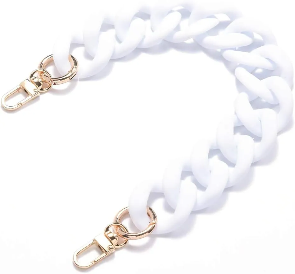 AUMEY Handbag Chain Straps Acrylic Purse Chain Strap Fashionable Replacement Purse Clutches Handles for Purse Handbags DIY Crafts, 15.7 inch of Each (02- White)