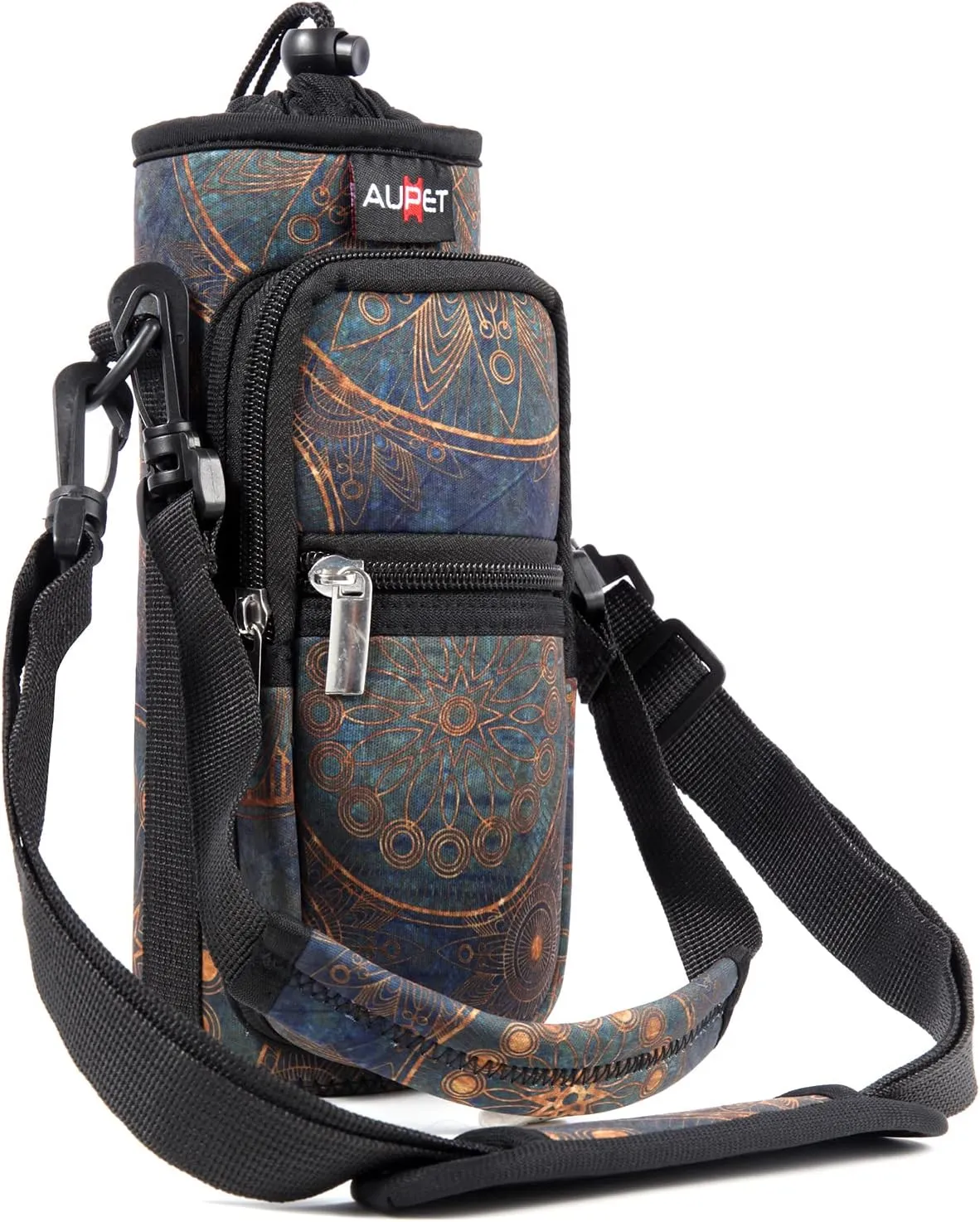 AUPET Water Bottle Sling Bag Sleeve Holder Carrier 25/32/40/64 oz,Insulated Crossbody Water Bottle Case Cover with Strap and Pockets for Men/Women Walking Hiking Camping