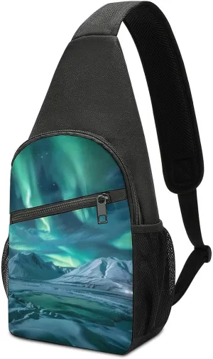 Aurora Northern Lights Chest Bag for Men Small Sling Backpack Crossbody Sling Bags for Outdoors Hiking Traveling