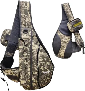 Aventik Tenkara Sling Bag, Adjustable Outdoor Tenkara Fishing Shoulder Backpack, Large Capacity with Multi Function(Camo)