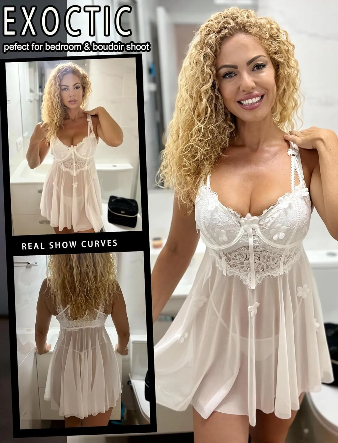 Avidlove Lace Lingerie for Woman Mesh Babydoll Lingeries Sexy Baby Doll Sleepwear Lace Chemise Boudoir Outfits S-XXL