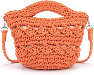 Ayliss Straw Crossbody Bag for Women Summer Knit Beach Bag Shoulder Handmade Crochet Crossbody Purse for Women Detachable
