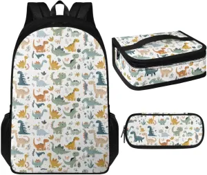 Baby Dinosaur Kids Backpack for Boys 4-7 Elementary School Teenage Girls 12Inch Bookbags Lunch Bag Sets Boys Preschool Backpack Top Sling/Handle Help to Store and Carry