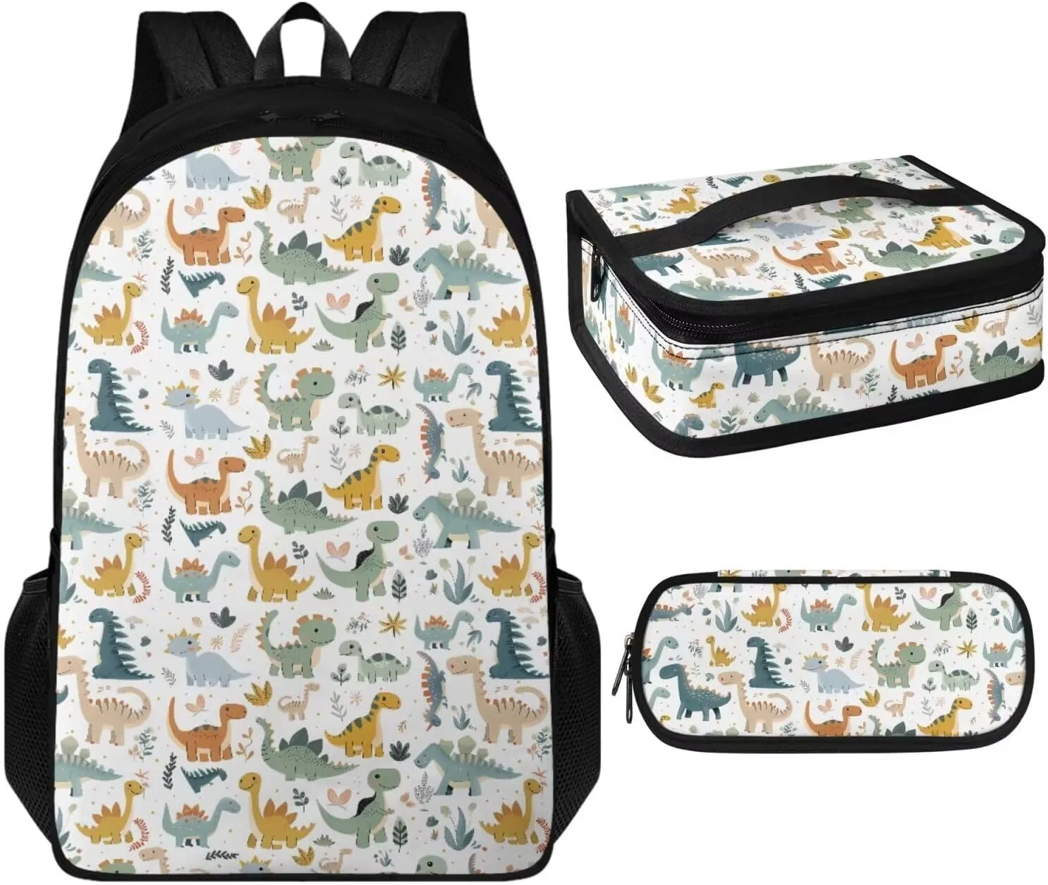 Baby Dinosaur Kids Backpack for Boys 4-7 Elementary School Teenage Girls 12Inch Bookbags Lunch Bag Sets Boys Preschool Backpack Top Sling/Handle Help to Store and Carry