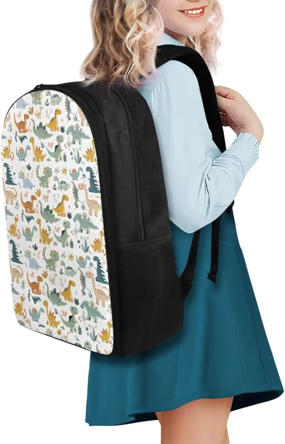 Baby Dinosaur Kids Backpack for Boys 4-7 Elementary School Teenage Girls 12Inch Bookbags Lunch Bag Sets Boys Preschool Backpack Top Sling/Handle Help to Store and Carry
