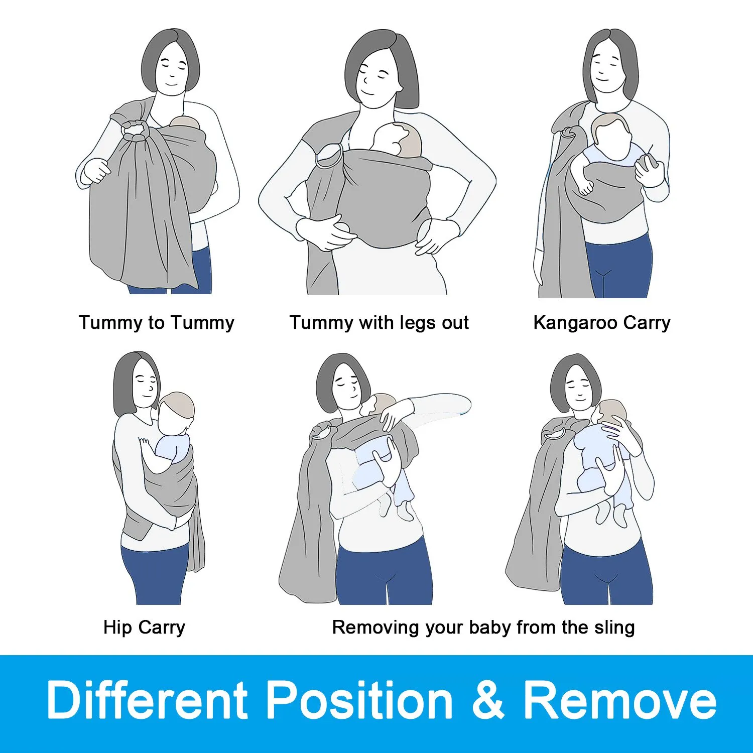 Baby Water Ring Sling Carrier | Lightweight Breathable Mesh Baby Wrap for Infant, Newborn, Kids and Toddlers | Perfect for Summer, Swimming, Pool, Beach | Great for Dad Too Grey