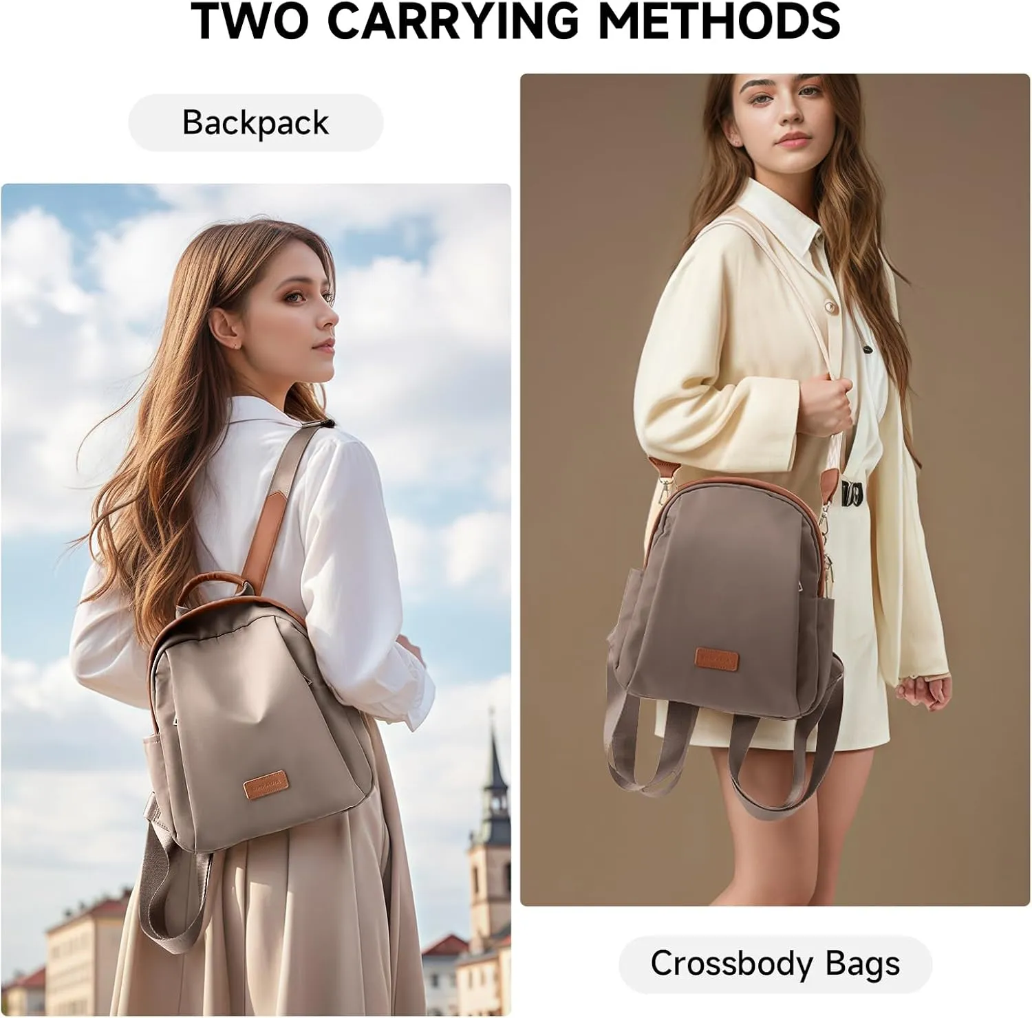 Backpack Purse for Women Anti-theft bag for Ladies Waterproof Convertible Travel Shoulder Bag Lightweight (Grey)