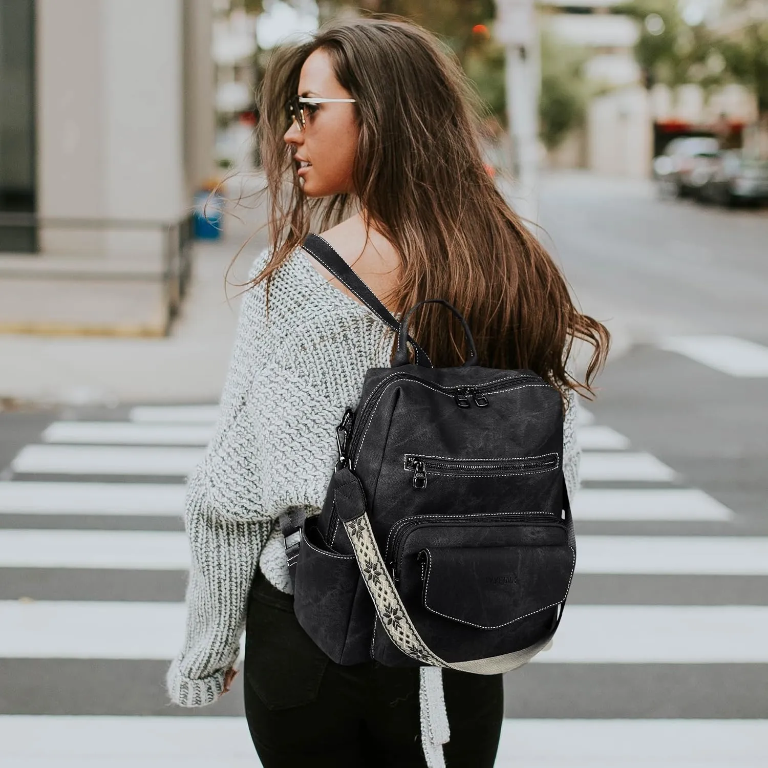 Backpack Purse for Women Leather Backpack Ladies Fashion Handbag Designer Shoulder Bag Small Travel Bag Black