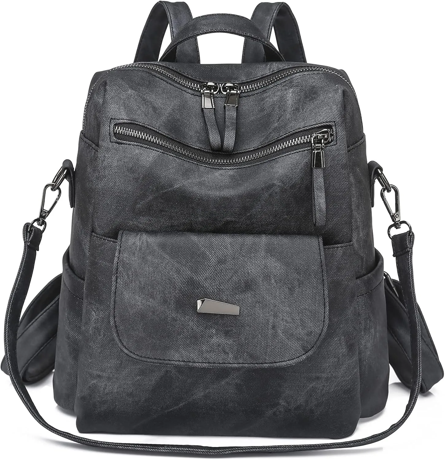 Backpack Purse for Women, PU Leather Backpack Purse, Fashion Travel Anti Theft Backpack, Multipurpose Lightweight Waterproof Convertible Purse Shoulder Bag Handbag, Black