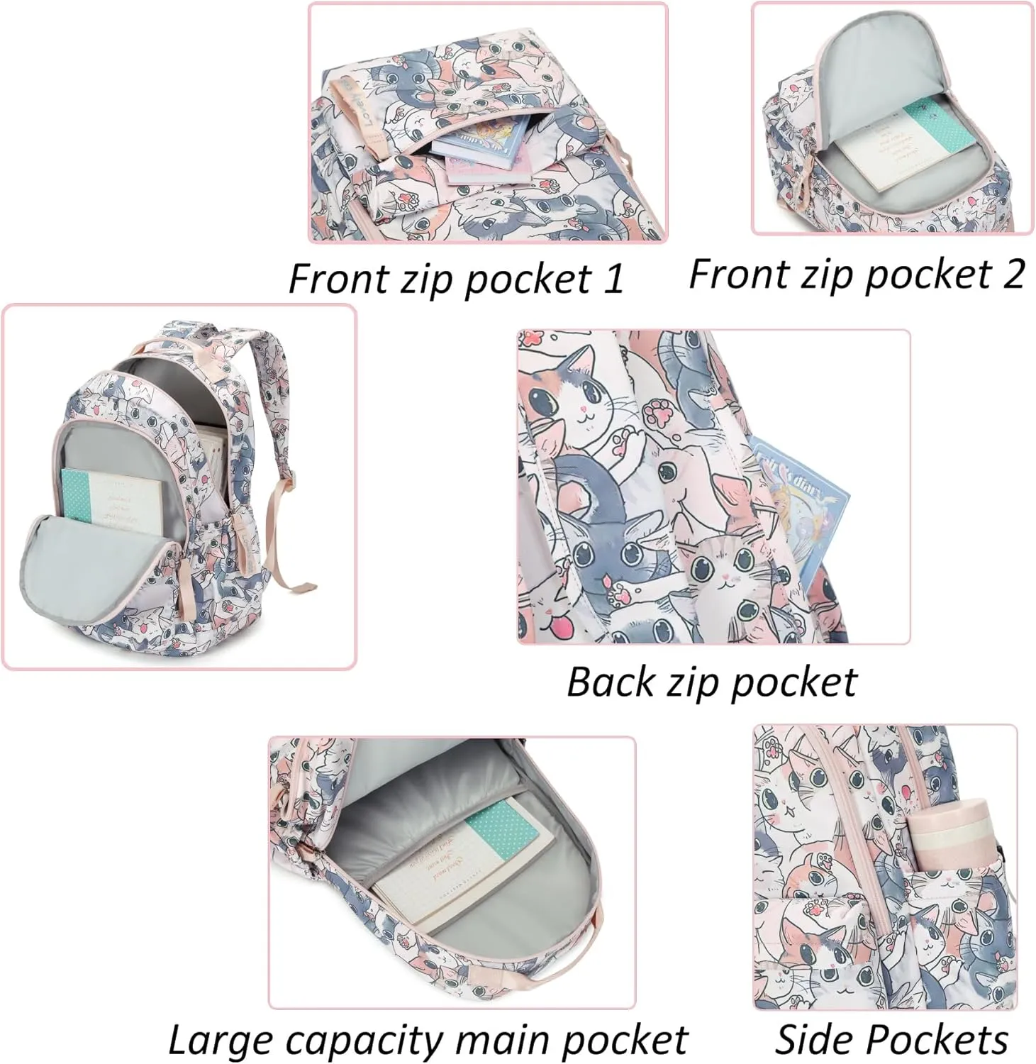 Backpacks for Girls Cute Cat Backpack Elementary School Backpack Students Bookbag for Girls
