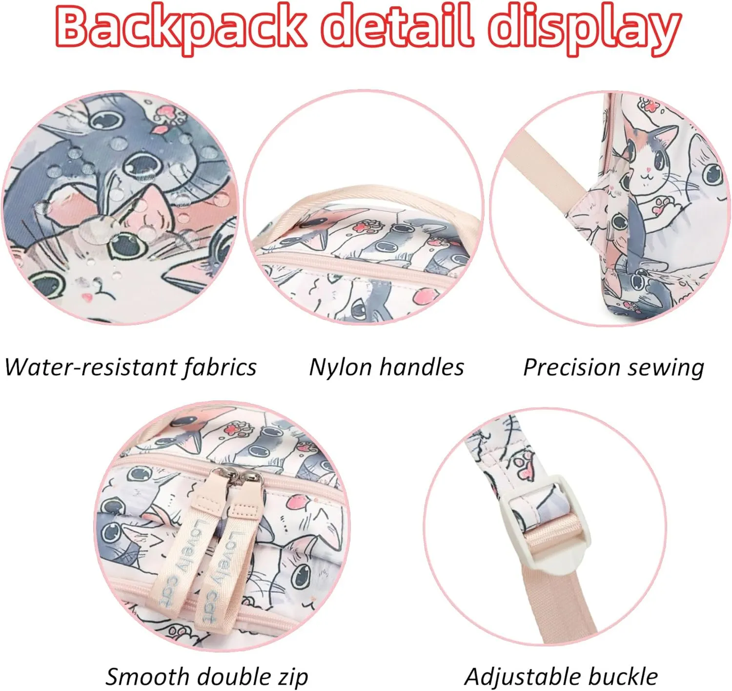 Backpacks for Girls Cute Cat Backpack Elementary School Backpack Students Bookbag for Girls