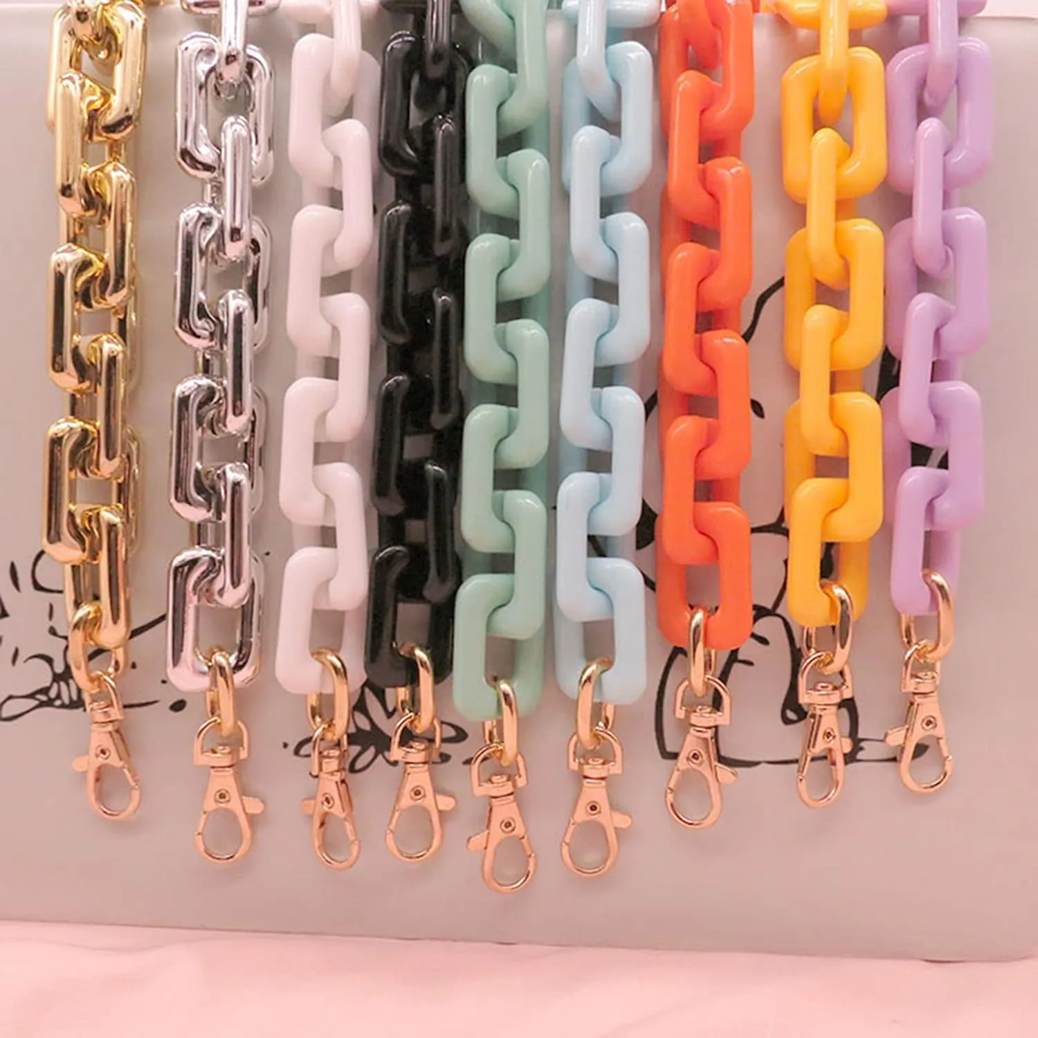 Bag Chain Acrylic Bag Strap Purse Bag Handle Shoulder Strap Replacement，Handbag Decoration Chain, Bag Accessories Charms