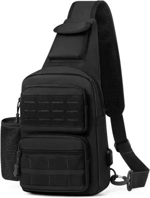 BAIGIO Tactical EDC Sling Bag Military One Strap Shoulder Backpack Molle Range Bags Chest Pack (#01-Black)