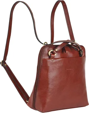 Banuce Full Grain Italian Leather Convertible Backpack Purse for Women Small Backpack Bag for 9.7 Inch iPad Brown