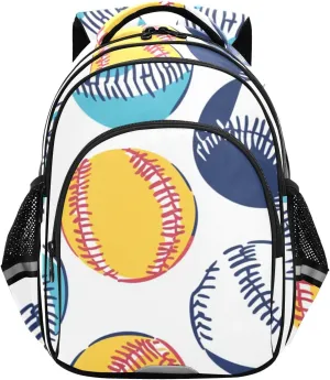 Baseballs Bright Colors Kids Backpacks for Girls Boys Elementary School Backpack Bookbag for School Travel Hiking Camping