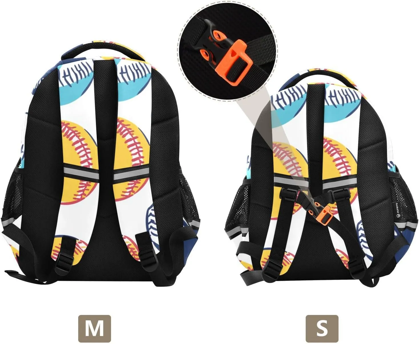 Baseballs Bright Colors Kids Backpacks for Girls Boys Elementary School Backpack Bookbag for School Travel Hiking Camping