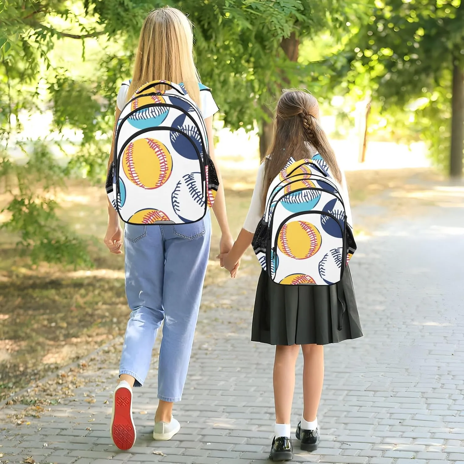 Baseballs Bright Colors Kids Backpacks for Girls Boys Elementary School Backpack Bookbag for School Travel Hiking Camping