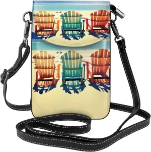 Beach Scene With Chairs Lightweight Small Crossbody Bags Cell Phone Purses Travel Pouch Shoulder Bag For Women