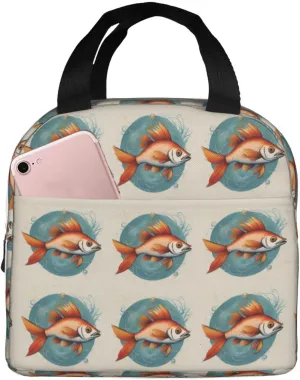 Beautiful Fish Print Lunch Box Reusable Totes Lunch Bag Thermal Cooler For Men Women Beach Picnic Travel