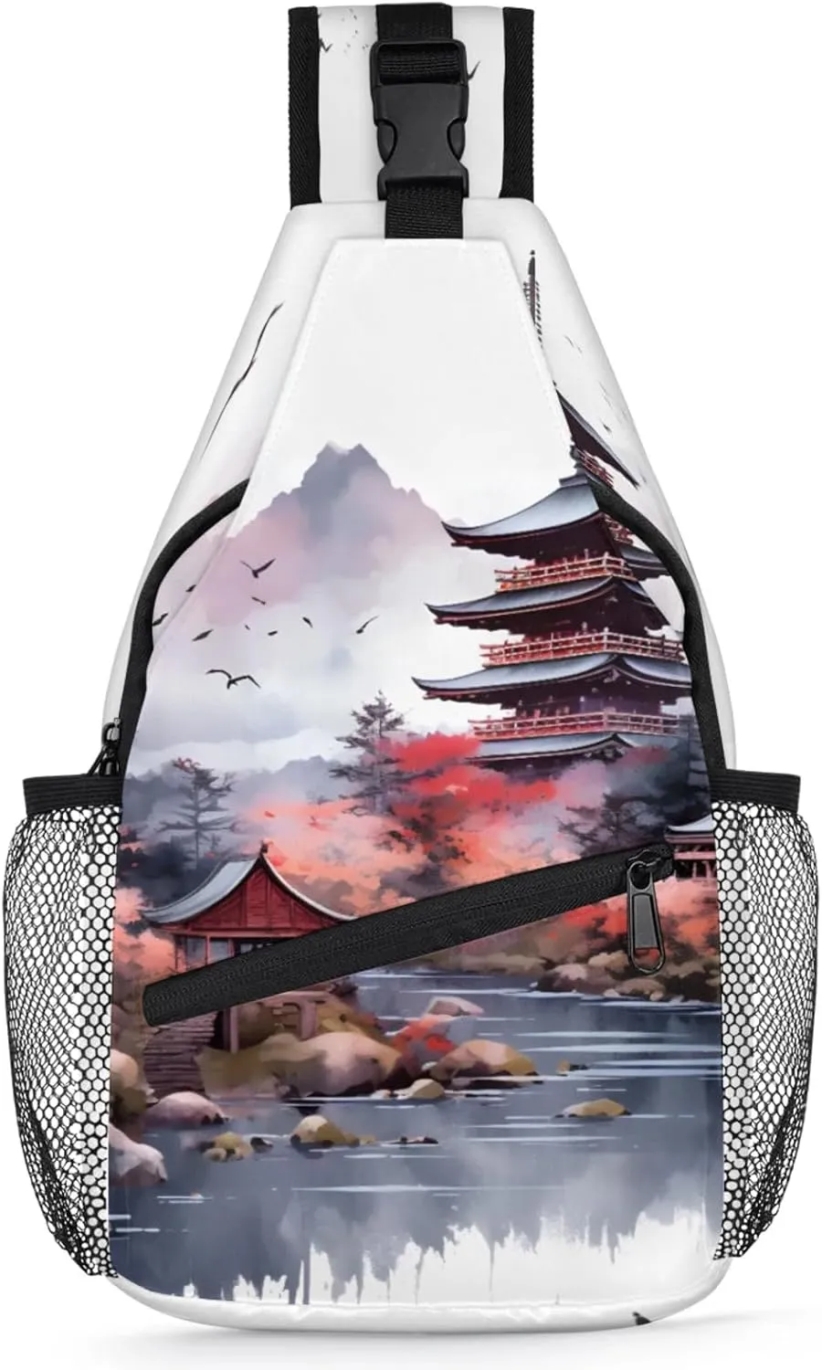 Beautiful Scenic Tower Sling Bag for Women Men Crossbody Sling Backpack Anti Thief Travel Chest Backpack for Hiking Traveling Leisure
