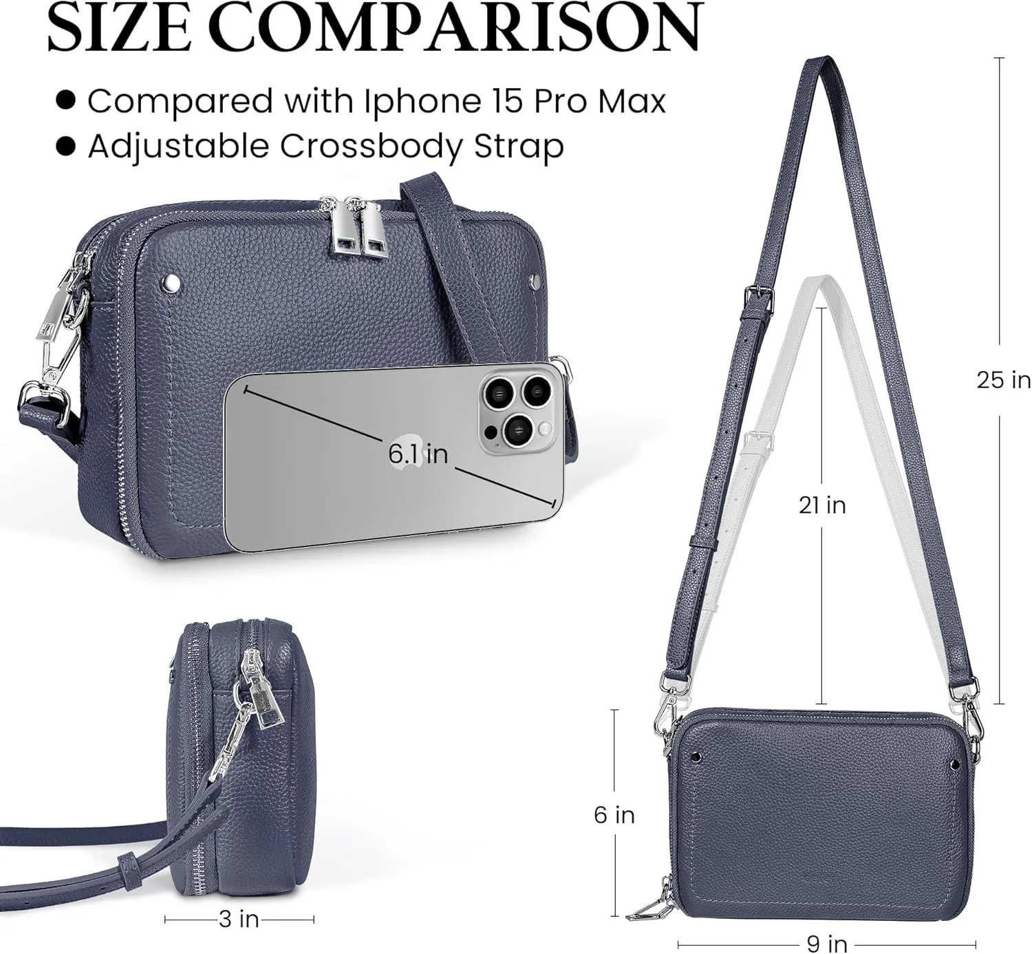 befen Genuine Leather Crossbody Bags for Women, Purses with Built in RFID Wallet Woman Camera Shoulder Bag Handbags