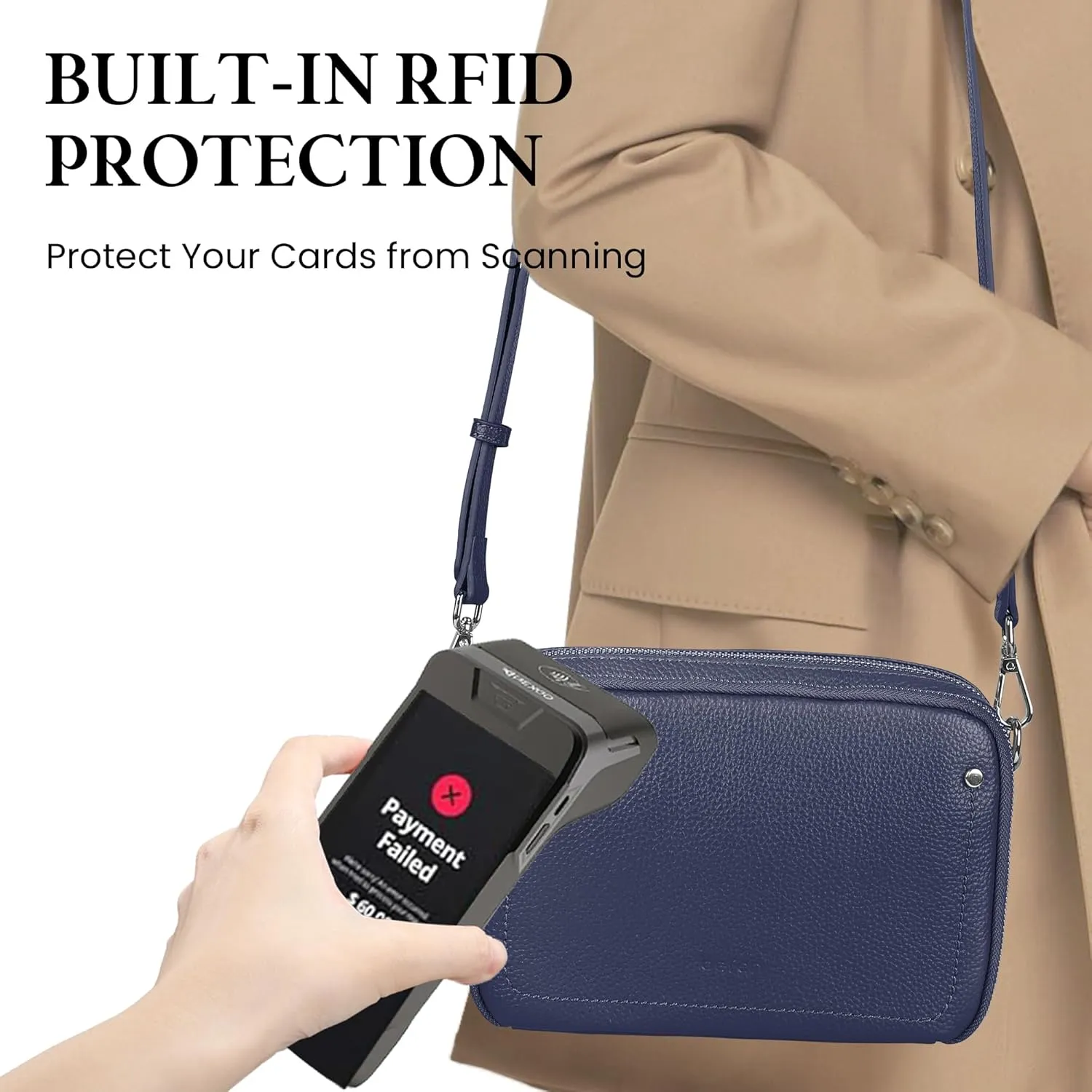 befen Genuine Leather Crossbody Bags for Women, Purses with Built in RFID Wallet Woman Camera Shoulder Bag Handbags