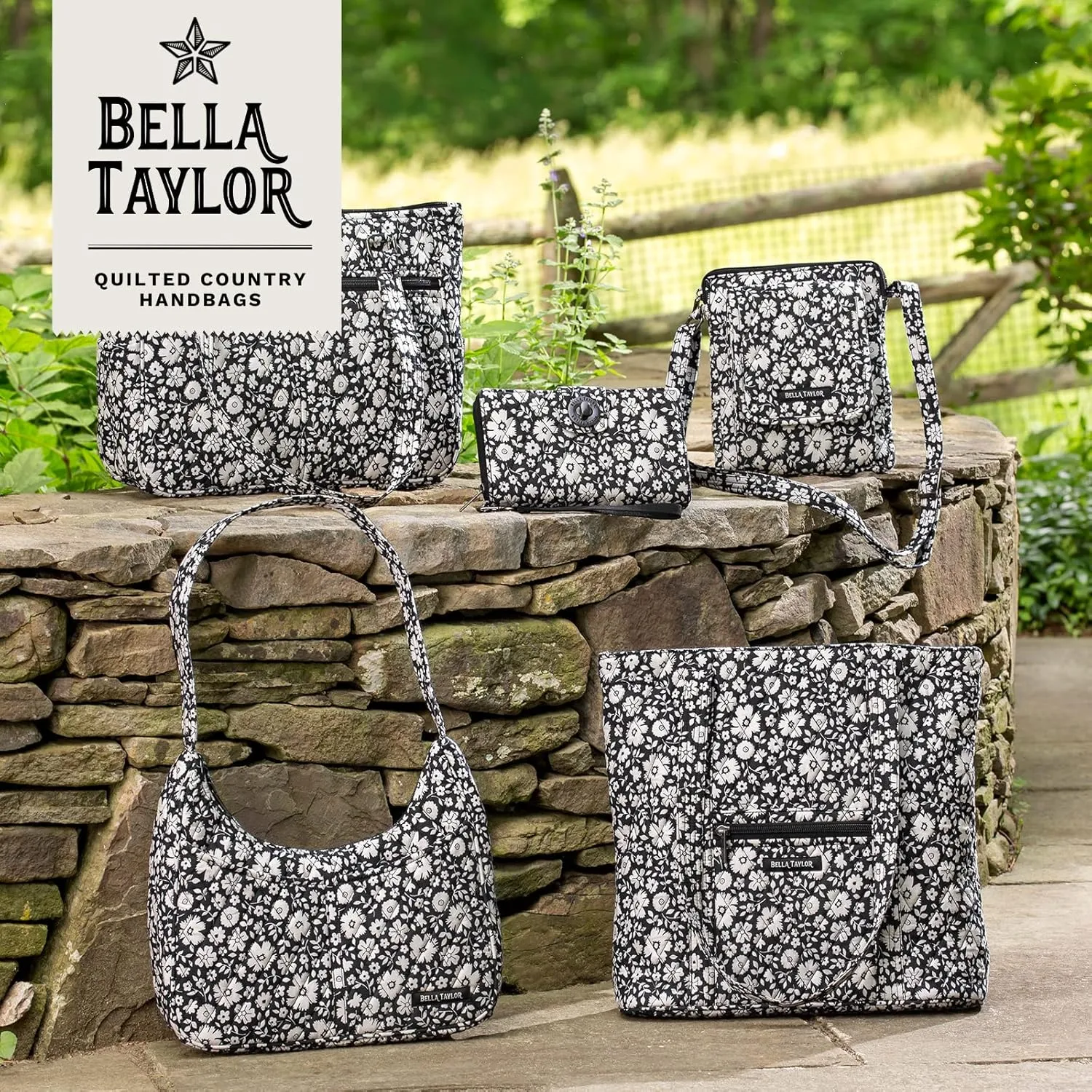 Bella Taylor Blakely - Hobo Shoulder Bag for Women - Lightweight Quilted Fabric Purse with Pockets