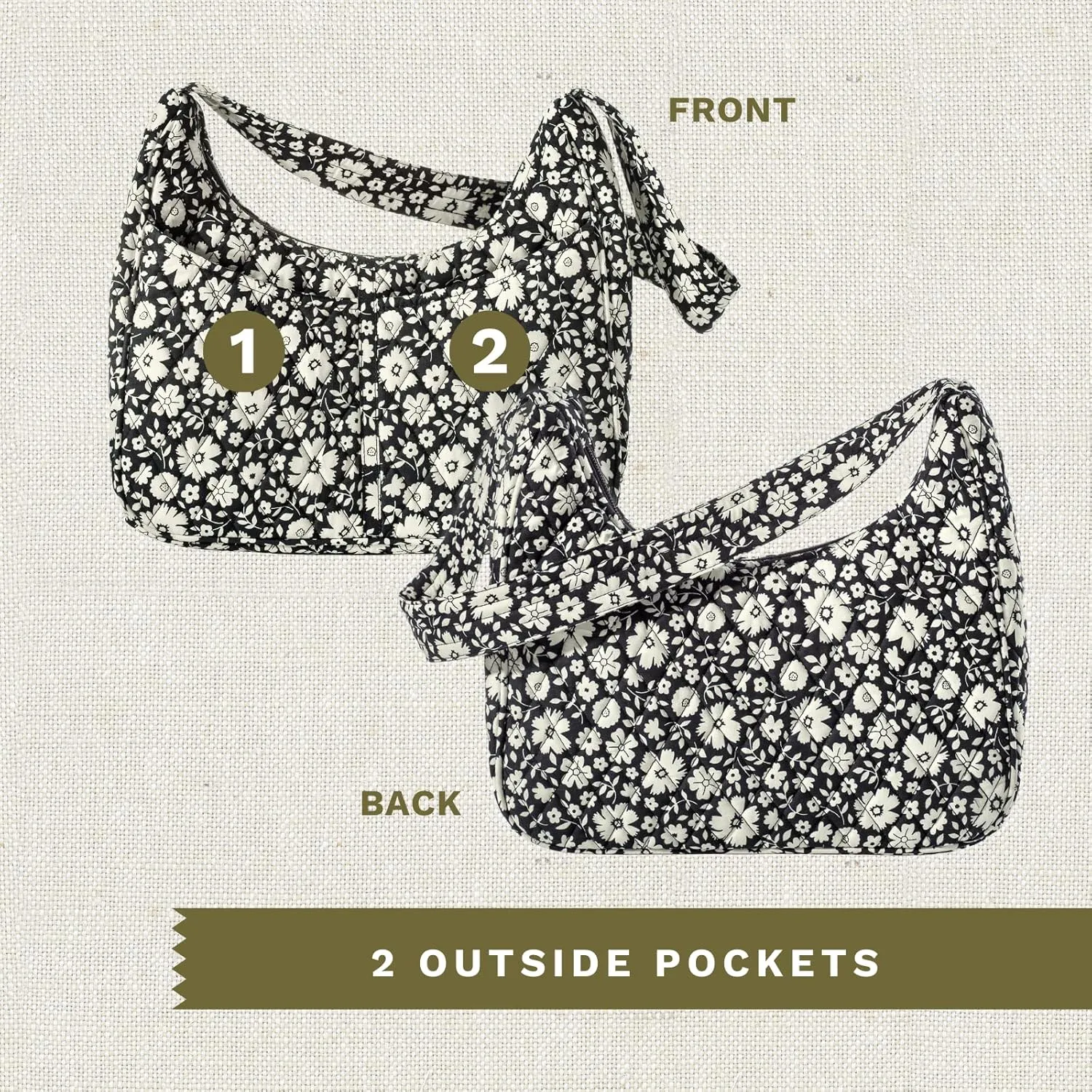 Bella Taylor Blakely - Hobo Shoulder Bag for Women - Lightweight Quilted Fabric Purse with Pockets