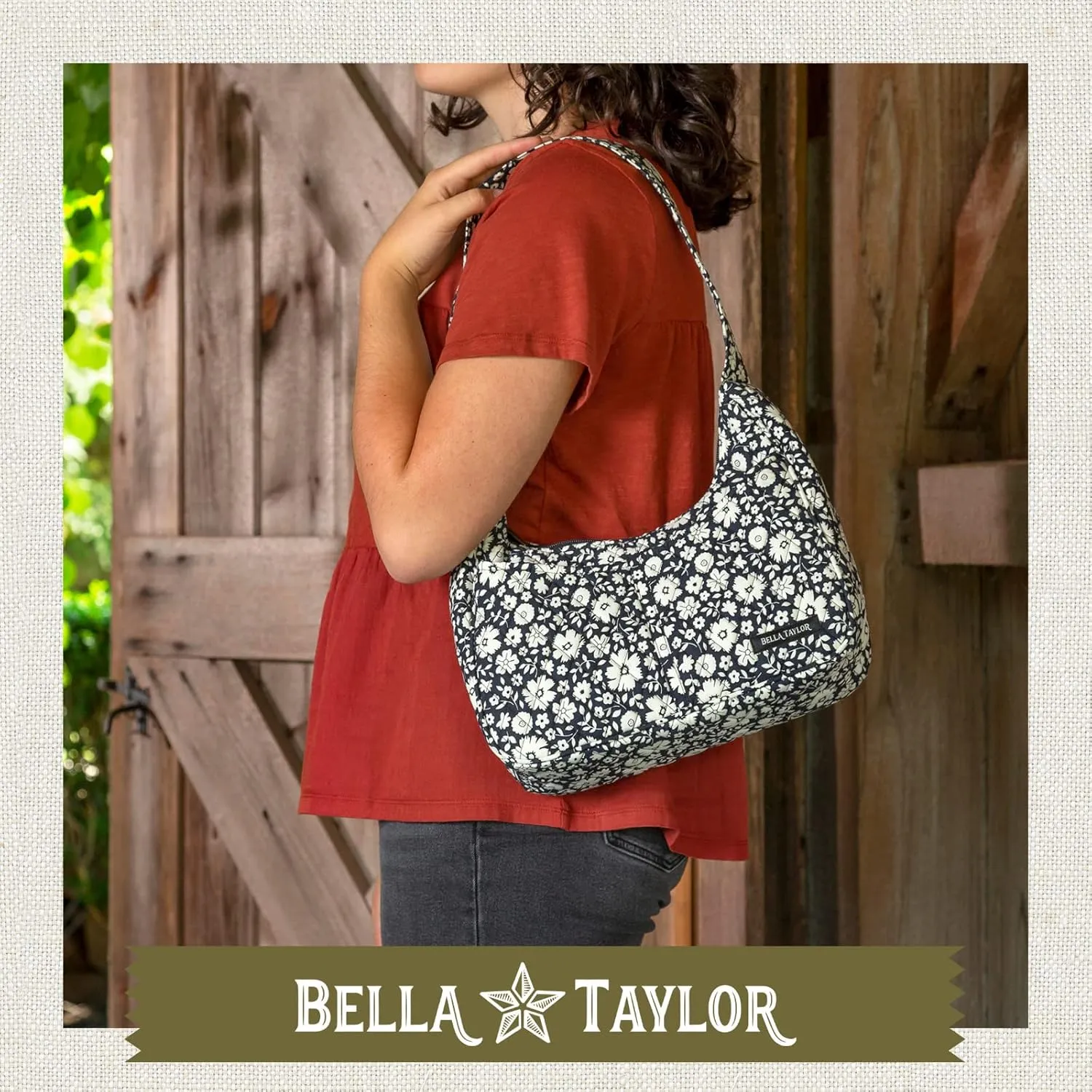 Bella Taylor Blakely - Hobo Shoulder Bag for Women - Lightweight Quilted Fabric Purse with Pockets