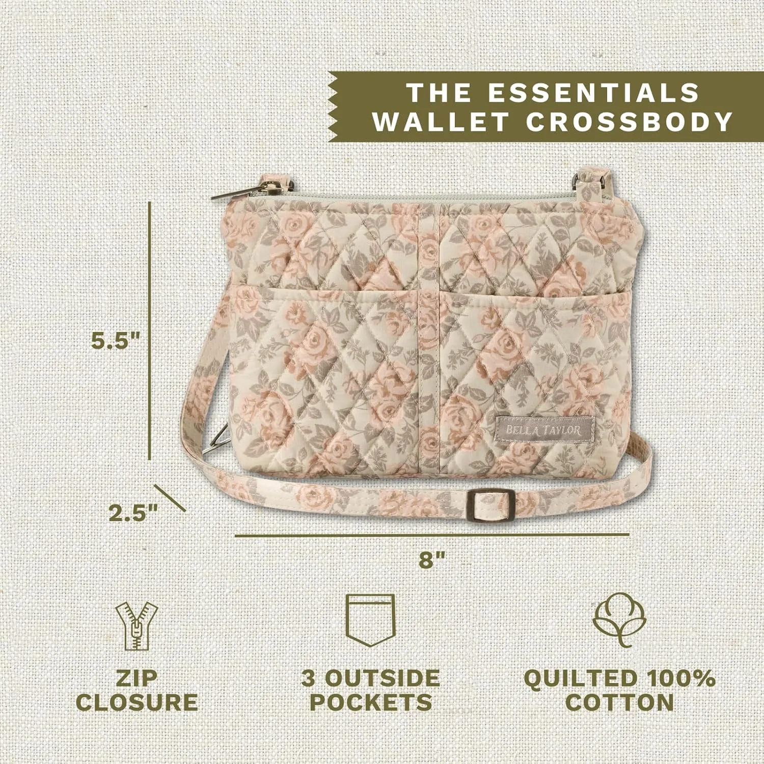 Bella Taylor Essentials Crossbody Purse with Built In Wallet