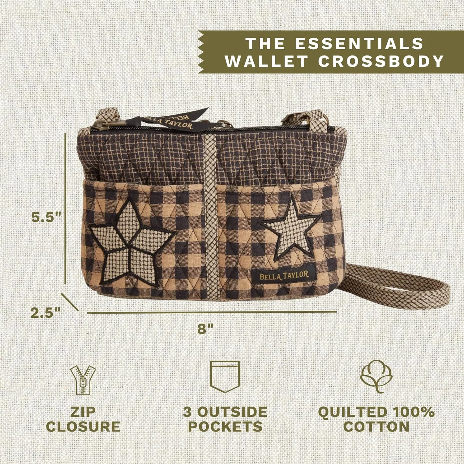 Bella Taylor Essentials Crossbody Purse with Built In Wallet