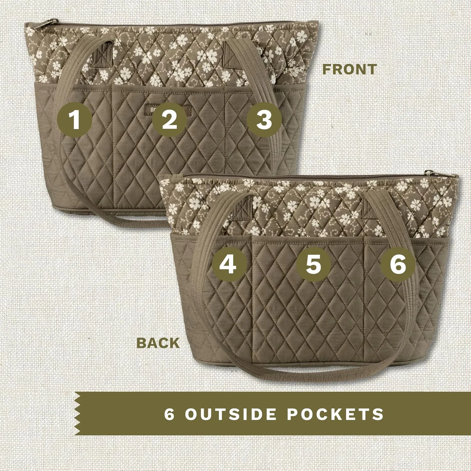 Bella Taylor Small Tote | Lightweight Quilted Fabric Purses for Women