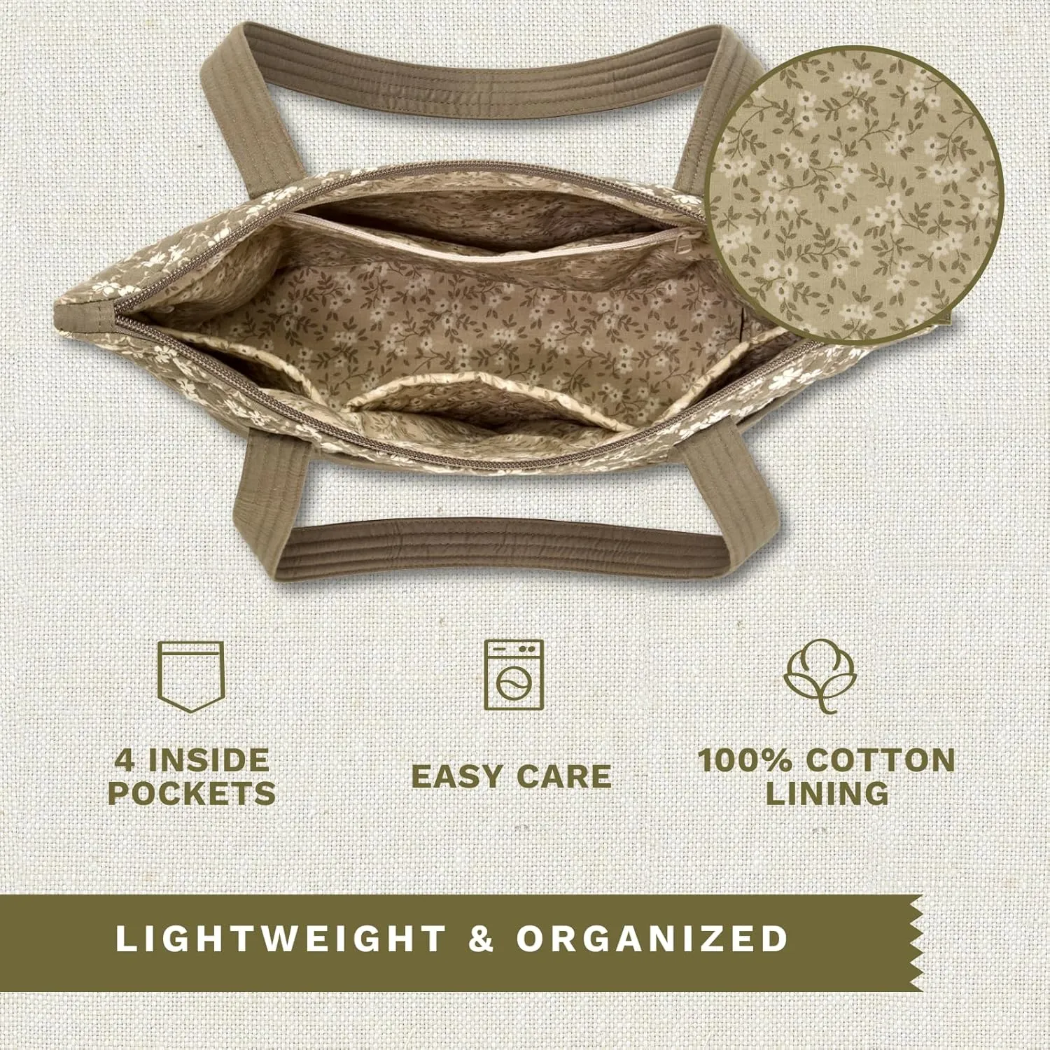 Bella Taylor Small Tote | Lightweight Quilted Fabric Purses for Women
