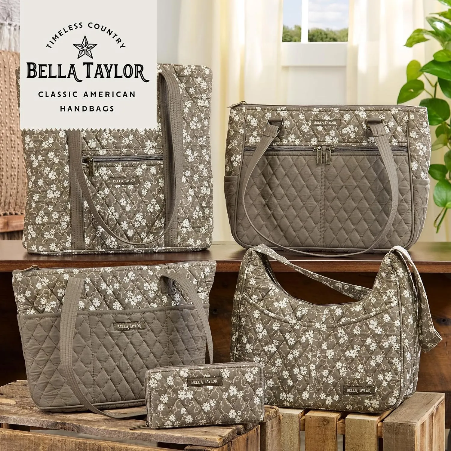Bella Taylor Small Tote | Lightweight Quilted Fabric Purses for Women