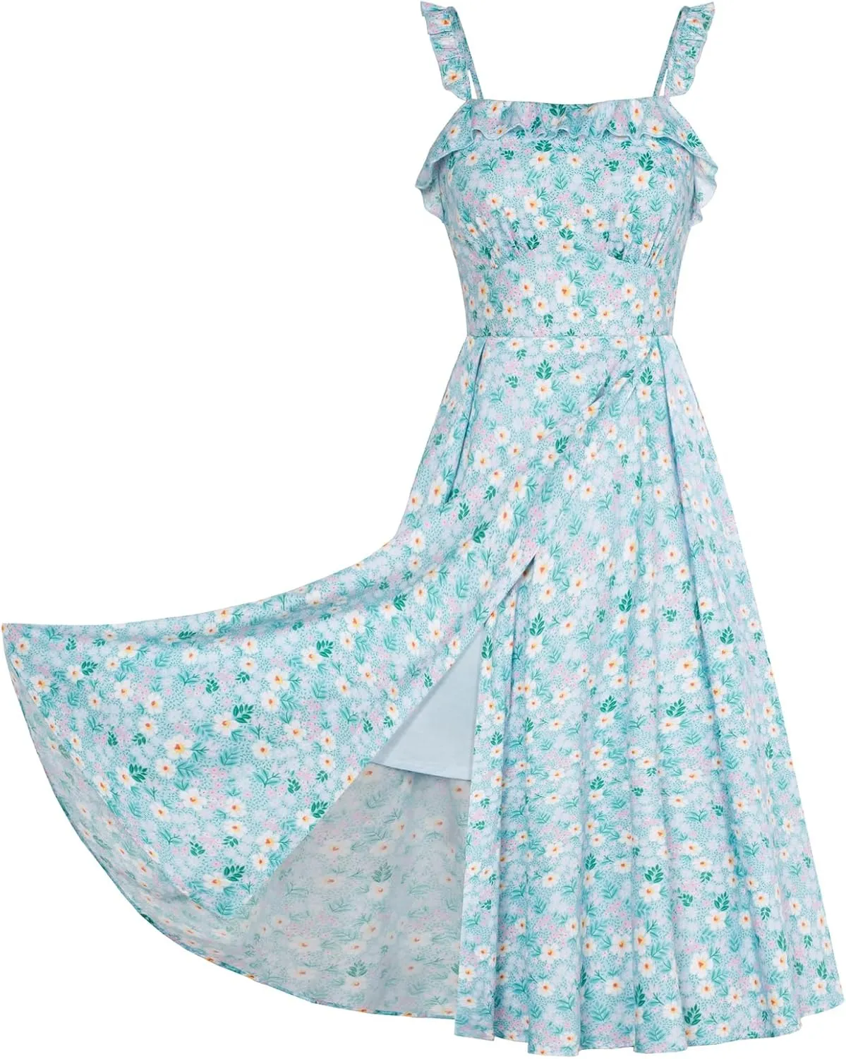 Belle Poque Women's 2025 Summer Sundresses Square Neck A Line Midi Boho Beach Floral Dress