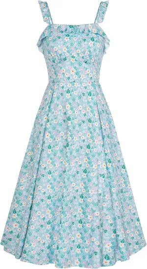 Belle Poque Women's 2025 Summer Sundresses Square Neck A Line Midi Boho Beach Floral Dress