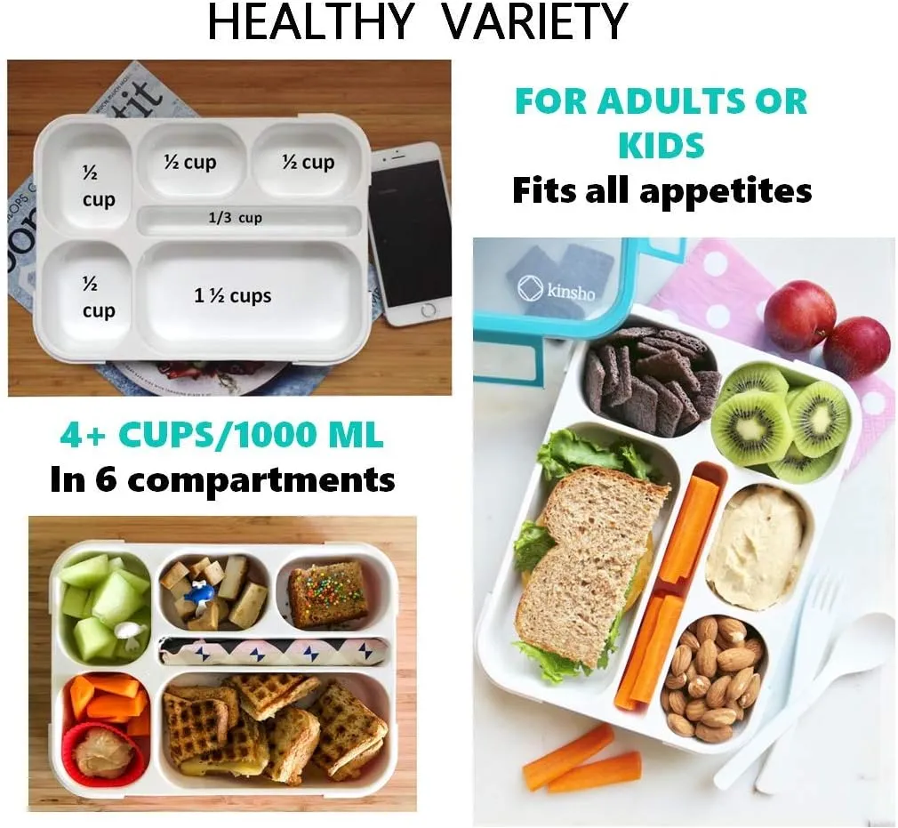 Bento Box with Lunch Bag and Ice Pack Set | Snack Containers Boxes for Kids Girls Adults | 6 Compartments Leakproof Portion Container Boxes Insulated Bags for School Lunches, BPA Free, Pink