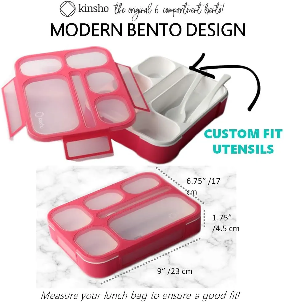 Bento Box with Lunch Bag and Ice Pack Set | Snack Containers Boxes for Kids Girls Adults | 6 Compartments Leakproof Portion Container Boxes Insulated Bags for School Lunches, BPA Free, Pink
