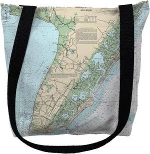 Betsy Drake TY396M 16 x 16 in. Cape May Peninsula NJ Nautical Map Tote Bag - Medium
