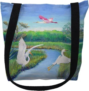 Betsydrake TY1105G 18 x 18 in. Marsh Wings Tote Bag - Large Black