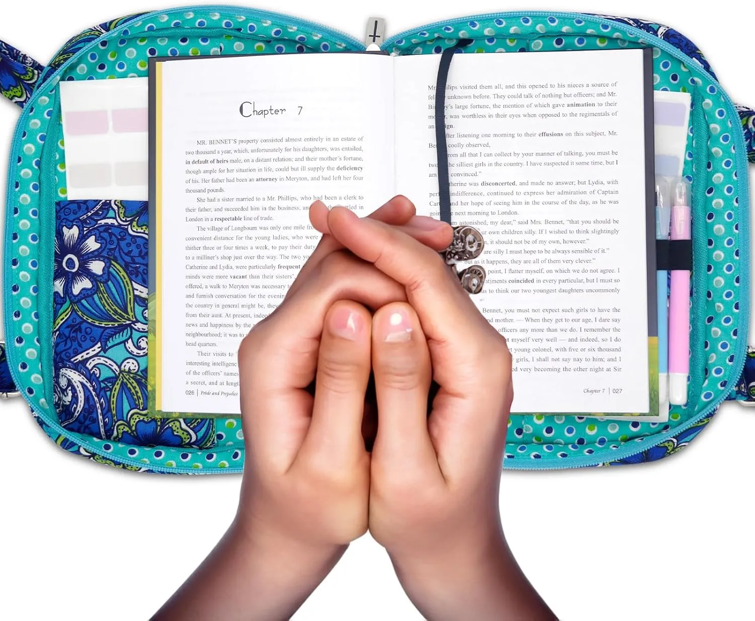 Bible Cover for Women with Adjustable Straps, Extra Large Study Bible Carrying Case Bag with Zip Pocket, 11.3x8.3x2.7 Inches