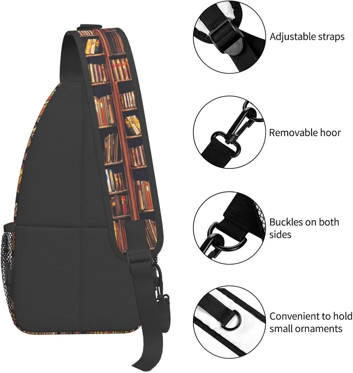 Bibliophile Chest Sling Bag Crossbody Shoulder Backpack Bag Gym Cycling Travel Hiking Daypack Cross Bag