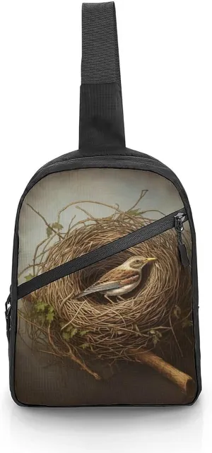 Bird Nest Cross Chest Bag Crossbody Backpack for Women Men Sling Bag Travel Hiking Daypack