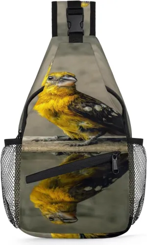 Bird Parrot Water Reflection Sling Bag for Women Men Crossbody Sling Backpack Shoulder Bag Chest Bag Daypack for Travel Hiking Outdoor