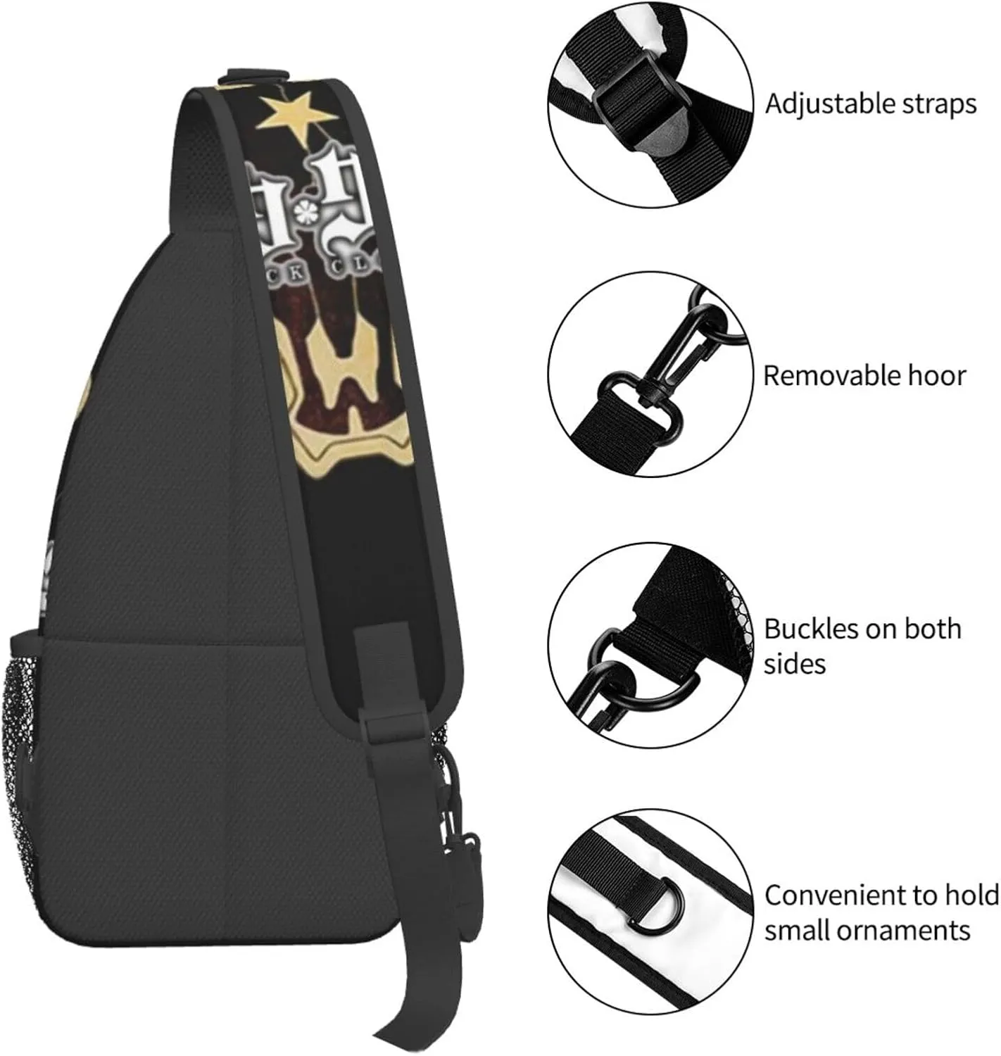 Bl-ack Clover Crossbody Bag Sling Shoulder Bag for Outdoor Travel Sports Camping Hiking Shoulder Bags