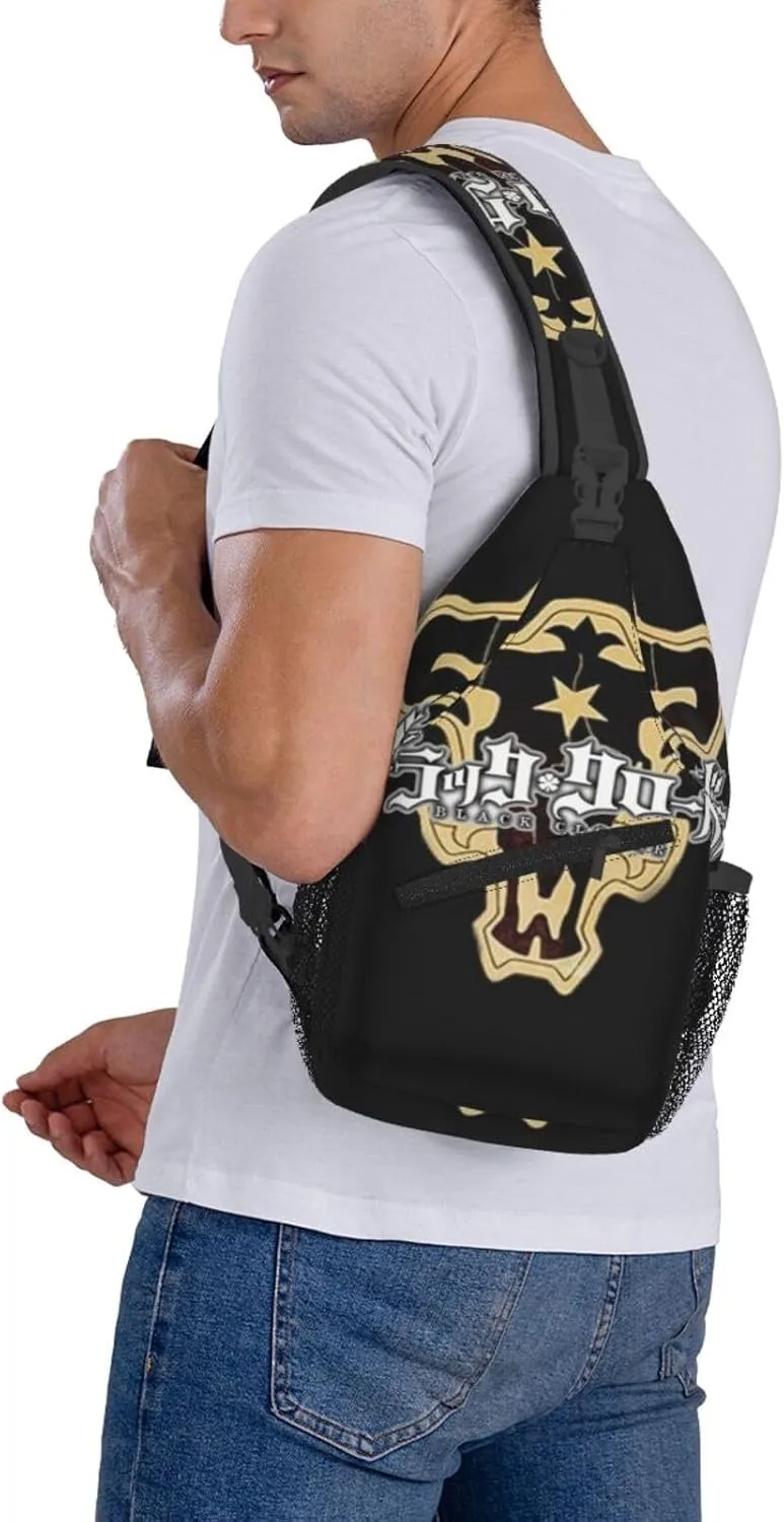 Bl-ack Clover Crossbody Bag Sling Shoulder Bag for Outdoor Travel Sports Camping Hiking Shoulder Bags
