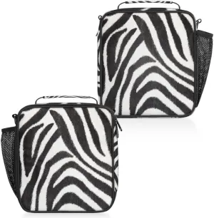 Black And White Zebra Print Insulated Lunch Box, Reusable Cooler Tote Lunch Bags for Men Women, Portable Leakproof Square Meal Bag for Work Travel Picnic Hiking Daytrip（Zebra）