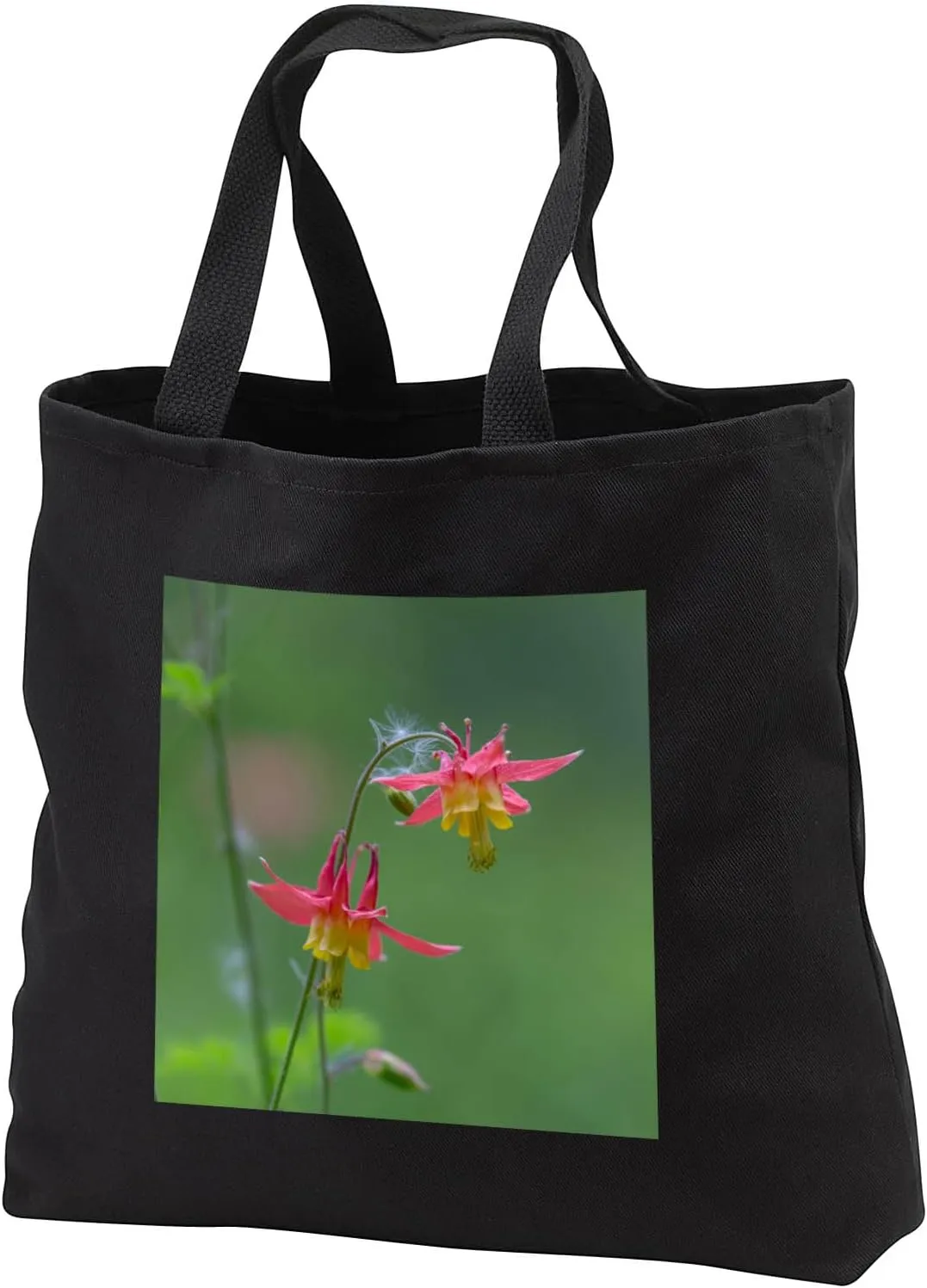 Black Tote Bag 14w x 14h x 3d - Canada, British Columbia. Sitka columbine flower. Flowers